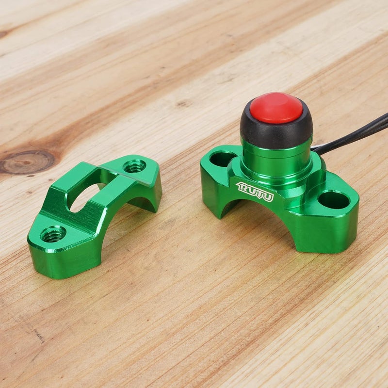 RUTU CNC Universal Motorcycle Engine Stop Start Kill Switch Button with Mounting Backplate for KLX450 KLX250 KLX110 CR125 CRF250 CRF450 XR250 ATV,Dirt Pit Bike,Scooter,Quad - Green - Image 4